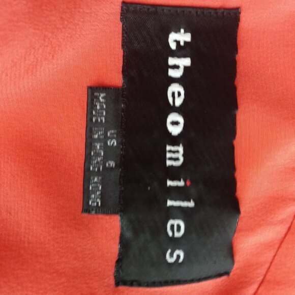 Vintage Theo Miles Womens A Line Dress Orange Slit Front Button Detail Silk 8 - Picture 6 of 6